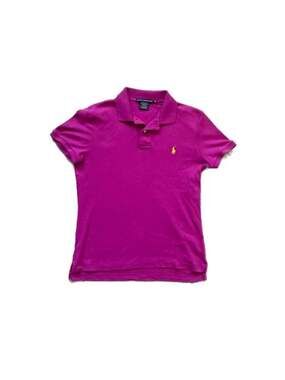 Ralph Lauren Sport Women's Classic Fit Pink Mesh Polo Shirt Yellow Pony Size M